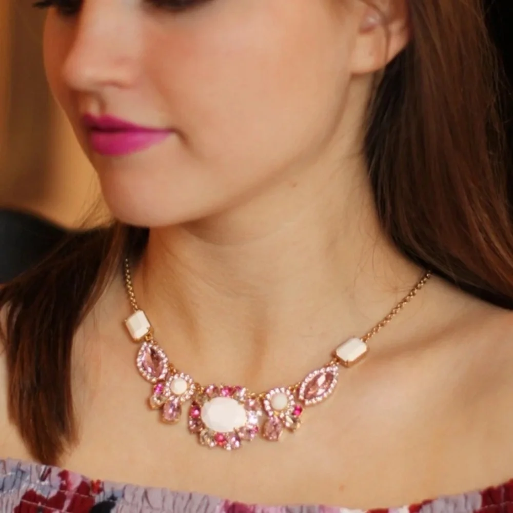 Kate Spade Pink Jeweled Statement Necklace